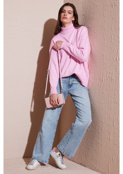 Premium Oversize Fit Balıkçı Yaka Yumuşak Dokulu Triko Kazak Bayan Kazak 680KZ00469 fiyatları