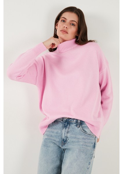 Premium Oversize Fit Balıkçı Yaka Yumuşak Dokulu Triko Kazak Bayan Kazak 680KZ00469