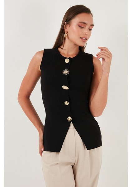 Premium Regular Fit Bisiklet Yaka Düğme Detaylı Yelek Bayan Yelek 680YE00043 fiyatları