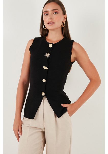 Premium Regular Fit Bisiklet Yaka Düğme Detaylı Yelek Bayan Yelek 680YE00043 fırsatları