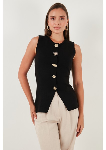 Premium Regular Fit Bisiklet Yaka Düğme Detaylı Yelek Bayan Yelek 680YE00043 indirimleri