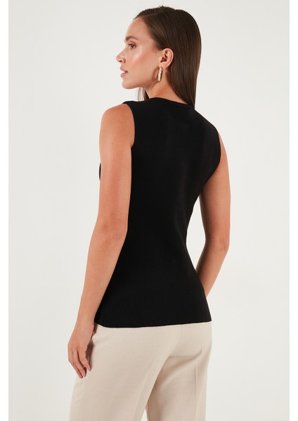 Premium Regular Fit Bisiklet Yaka Düğme Detaylı Yelek Bayan Yelek 680YE00043