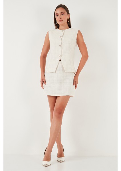 Pamuk ve Yün Karışımlı Slim Fit Mini Boy Tüvit Etek Bayan Etek 611AU086