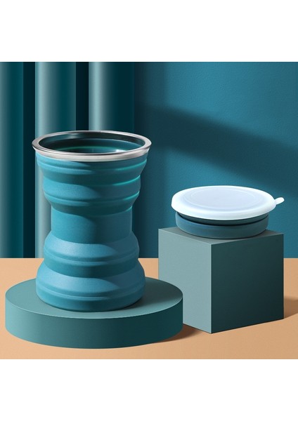 AK1313 320ML Taşınabilir Silikon Katlanır Su Kupası Kapaklı (Yurt Dışından)