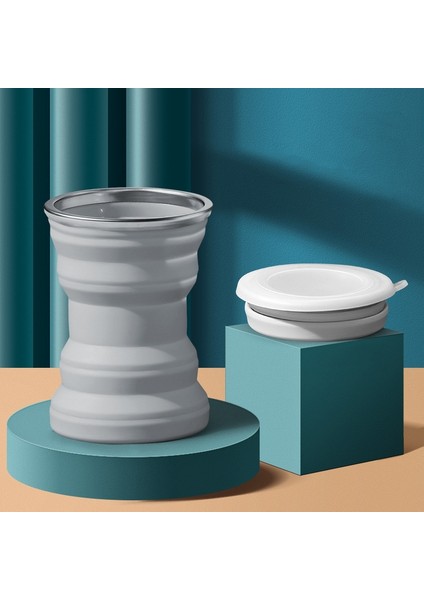 AK1313 320ML Taşınabilir Silikon Katlanır Su Kupası Kapaklı (Yurt Dışından)