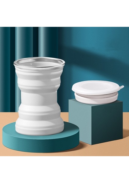 AK1313 320ML Taşınabilir Silikon Katlanır Su Kupası Kapaklı (Yurt Dışından)