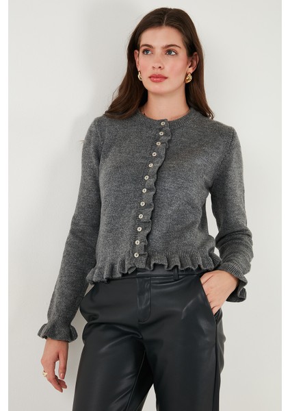 Premium Pile Detaylı Regular Fit Yuvarlak Yaka Triko Hırka Bayan Hırka 680HI00038 fiyatları