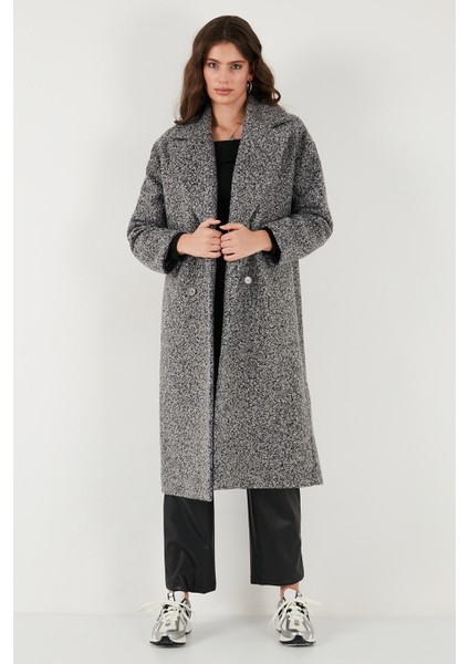 Oversize Fit Mono Yaka Düğmeli Buklet Uzun Kaşe Kaban Bayan Kaban 6810236 fırsatları