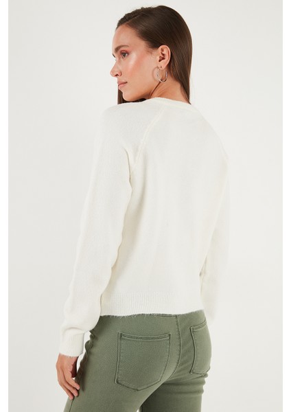 Premium Regular Fit Bisiklet Yaka Fiyonk Detaylı Hırka Bayan Hırka 6802939