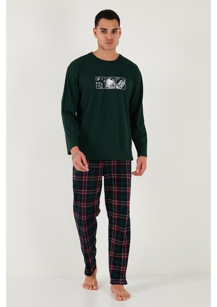 Ekoseli Pamuklu Regular Fit Yükske Bel Bisiklet Yaka Pijama Takımı Erkek Pijama Takımı 6574000 fırsatları