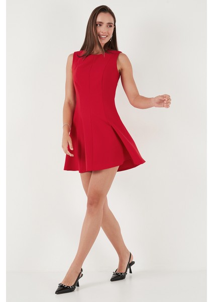 Regular Fit Bisiklet Yaka Volanlı Mini Boy Elbise Bayan Elbise 6525647 indirimleri