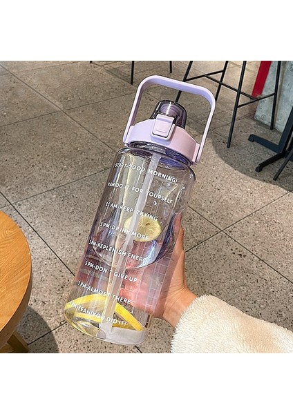 GYBL4503 2000ML Samanlı Büyük Kapasiti Açık Hava Spor Su Şişesi, Özlik: Moral Purple (Yurt Dışından)