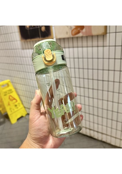 Öğrenci Taşınabilir Sipi Saman Büyük Kapasiti Damla Dayanıklı Plastik Bardaklar 550ML Green (Yurt Dışından)