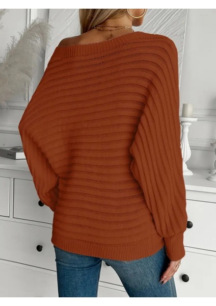 Şık ve Rahat Kadın Omuzu Açık Uzun Kollu Bluz