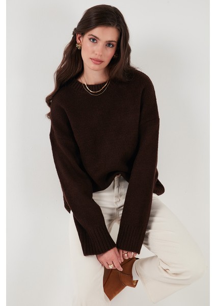 Regular Fit Bisiklet Yaka Basic Triko Kazak Bayan Kazak 4616213 fırsatları