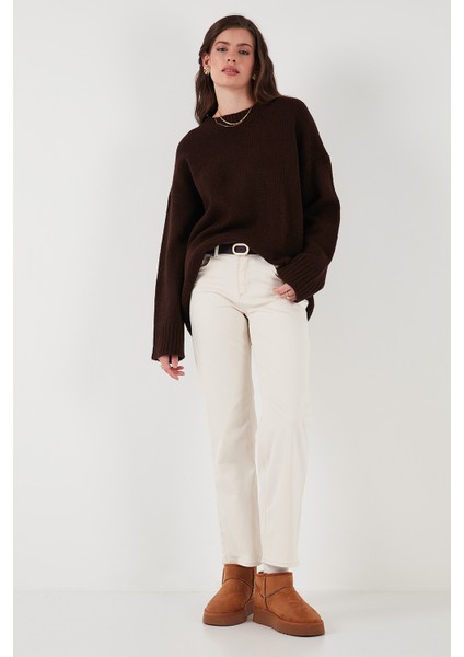 Regular Fit Bisiklet Yaka Basic Triko Kazak Bayan Kazak 4616213 indirimleri