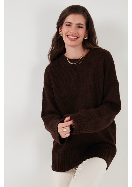 Regular Fit Bisiklet Yaka Basic Triko Kazak Bayan Kazak 4616213