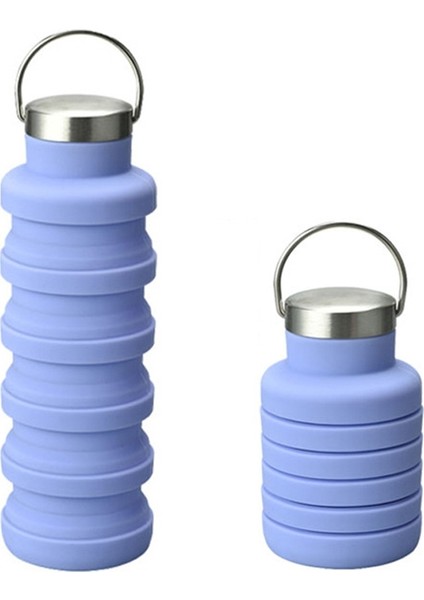 500ML Açık Hava Spor Silikon Teskopik Fincan Taşınabilir Katlanabilir Seyahat Su Su Isıtıcısı Purple Handle Lid (Yurt Dışından)