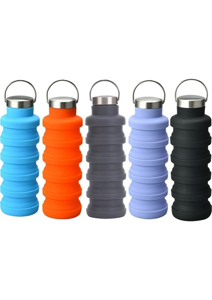 500ML Açık Hava Spor Silikon Teskopik Fincan Taşınabilir Katlanabilir Seyahat Su Su Isıtıcısı Black Handle Lid (Yurt Dışından) fiyatları