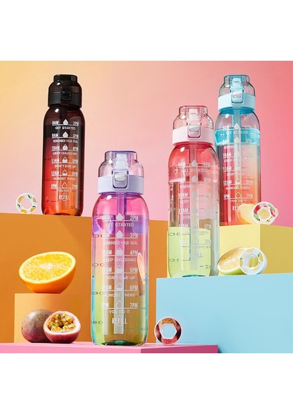 1000ML Large Capacity Fruity Water Bottle With 7 Flavor Rings Straw Drinking Cup Tritan Flavored Water Mug (Yurt Dışından) fiyatları