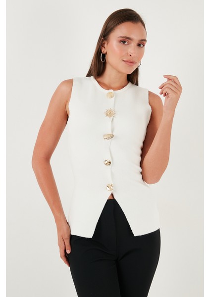 Premium Regular Fit Bisiklet Yaka Düğme Detaylı Yelek Bayan Yelek 680YE00043 fırsatları