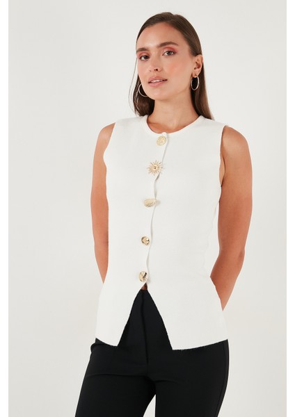 Premium Regular Fit Bisiklet Yaka Düğme Detaylı Yelek Bayan Yelek 680YE00043 indirimleri