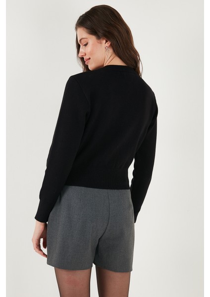 Premium Regular Fit Yuvarlak Yaka Crop Triko Hırka Bayan Hırka 680HI00110