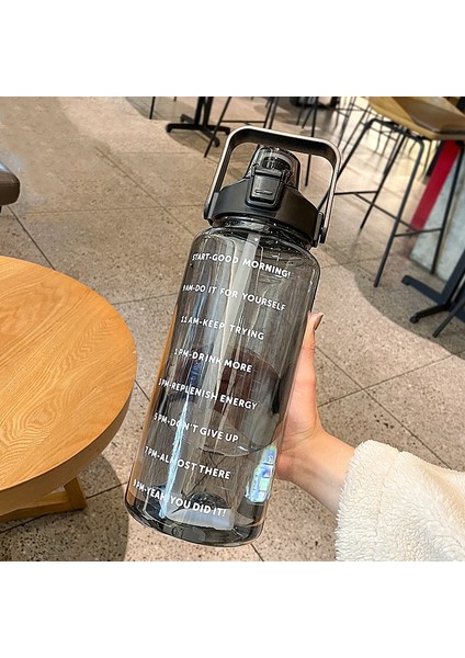 GYBL4503 2000ML Samanlı Büyük Kapasiti Açık Hava Spor Su Şişesi, Spesifik: Siyah Black (Yurt Dışından)