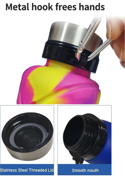 700ML Açık Silikon Katlanır Su Kupası Teskopik Su Şişesi Seyahat Içme Kupası Karabinli 700ML Black (Yurt Dışından) fırsatları
