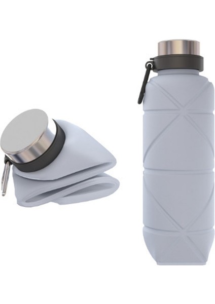 700ML Açık Silikon Katlanır Su Kupası Teskopik Su Şişesi Seyahat Içme Kupası Karabinli 700ML Grey (Yurt Dışından)