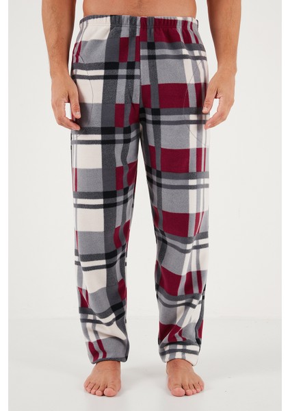 Ekoseli Regular Fit Düğmeli Bisiklet Yaka Kışlık Polar Pijama Takımı Erkek Pijama Takımı 60961008