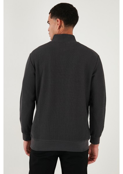 Pamuklu Regular Fit Yarım Fermuarlı Dik Yaka Sweat Erkek Sweat 5905716