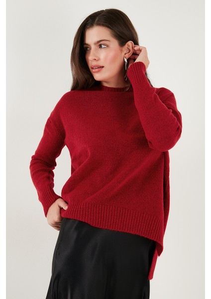 Rahat Kesim Yırtmaç Detaylı Bisiklet Yaka Kazak Bayan Kazak 4616142Y indirimleri