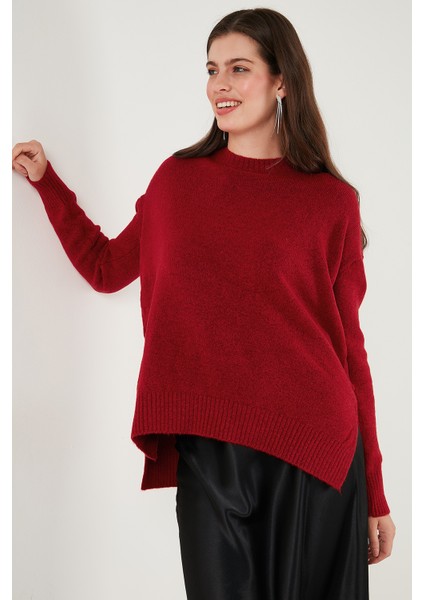 Rahat Kesim Yırtmaç Detaylı Bisiklet Yaka Kazak Bayan Kazak 4616142Y