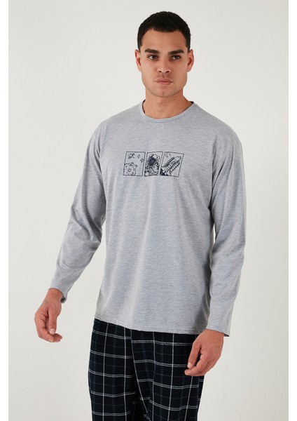Ekoseli Pamuklu Regular Fit Yükske Bel Bisiklet Yaka Pijama Takımı Erkek Pijama Takımı 6574000 modelleri