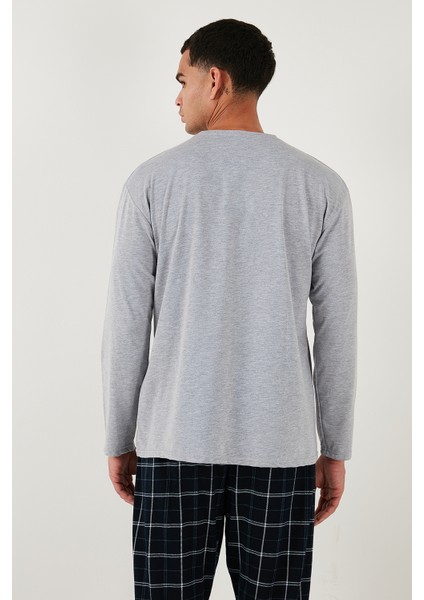Ekoseli Pamuklu Regular Fit Yükske Bel Bisiklet Yaka Pijama Takımı Erkek Pijama Takımı 6574000