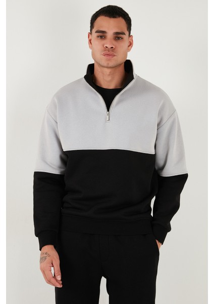 Renk Bloklu Regular Fit Yarım Fermuarlı Dik Yaka Sweat Erkek Sweat 5905719 fiyatları