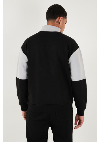 Renk Bloklu Regular Fit Yarım Fermuarlı Dik Yaka Sweat Erkek Sweat 5905719