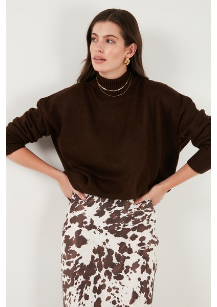 Premium Oversize Fit Balıkçı Yaka Yumuşak Dokulu Triko Kazak Bayan Kazak 680KZ00469 fırsatları