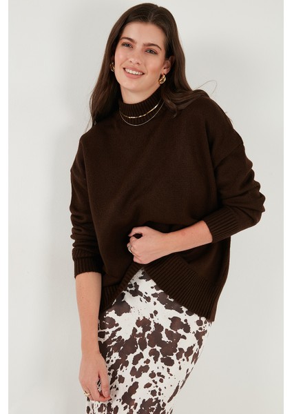 Premium Oversize Fit Balıkçı Yaka Yumuşak Dokulu Triko Kazak Bayan Kazak 680KZ00469 indirimleri