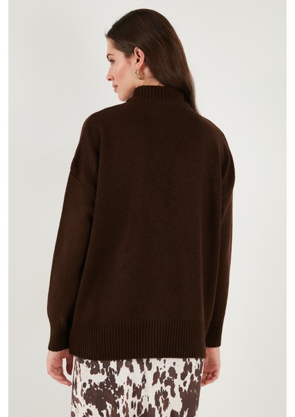 Premium Oversize Fit Balıkçı Yaka Yumuşak Dokulu Triko Kazak Bayan Kazak 680KZ00469