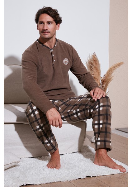 Ekose Regular Fit Bisiklet Yaka Kışlık Polar Pijama Takımı Erkek Pijama Takımı 609610013W4