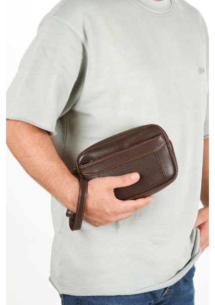 Erkek El Askılı Portföy Clutch El Çantası NEWPOLO256 - Kahverengi