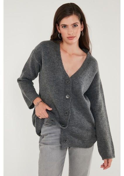 Regular Fit V Yaka Düğmeli Triko Hırka Bayan Hırka 4616229 fırsatları
