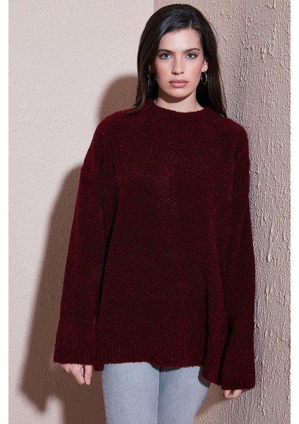 Regular Fit Dik Yaka Yumuşak Dokulu Triko Kazak Bayan Kazak 4616222 modelleri