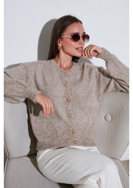 Premium Regular Fit Bisiklet Yaka Yumuşak Dokulu Hırka Bayan Hırka 680HI00147 fiyatları