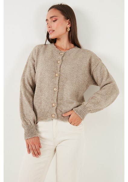 Premium Regular Fit Bisiklet Yaka Yumuşak Dokulu Hırka Bayan Hırka 680HI00147