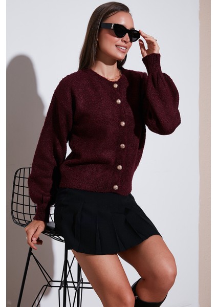 Premium Regular Fit Bisiklet Yaka Yumuşak Dokulu Hırka Bayan Hırka 680HI00147