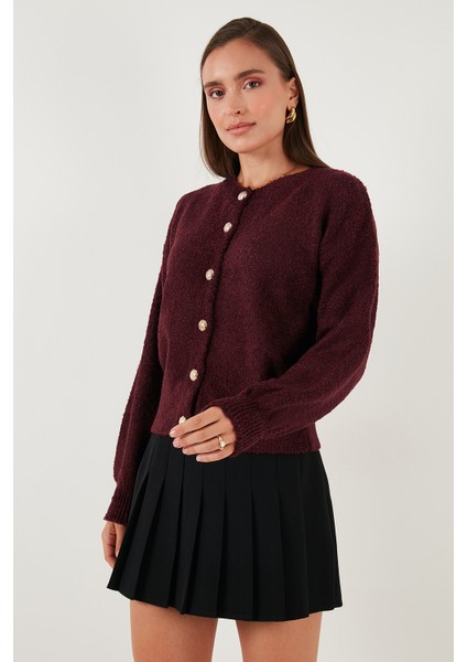 Premium Regular Fit Bisiklet Yaka Yumuşak Dokulu Hırka Bayan Hırka 680HI00147