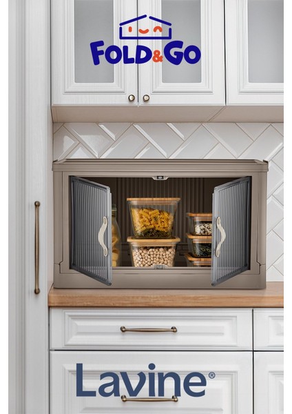Lavine Fold&go 4'lü Portatif Organizer Tekerlekli Dolap Çok Amaçlı Kapaklı Katlanır ”Antrasit” indirimleri
